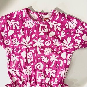 Tea Collection Baby Peplum Top | Pink Tropical Cinched Waist Tee 12–18M